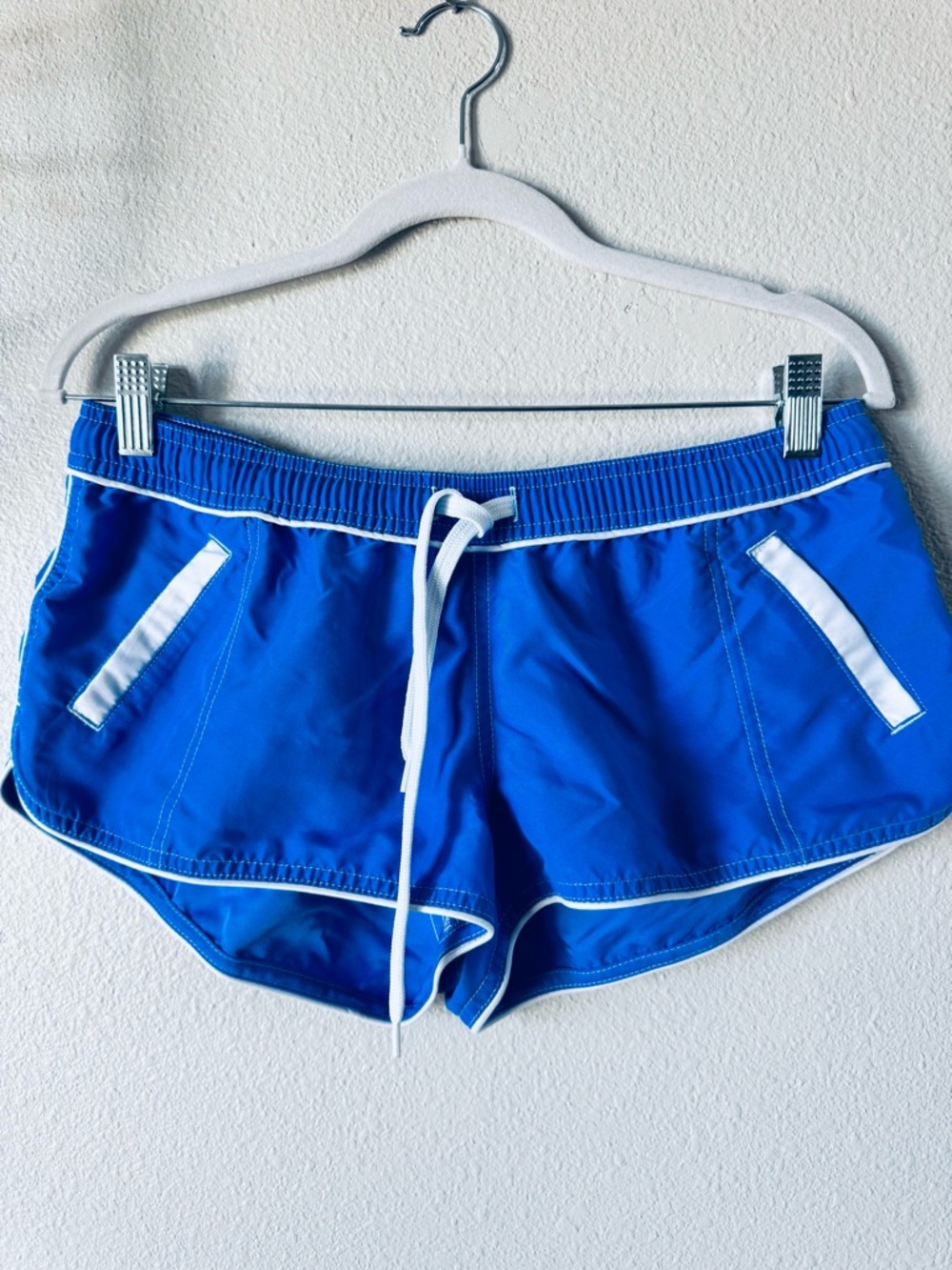 Vintage Hobie blue with white stripes board shorts. Size L